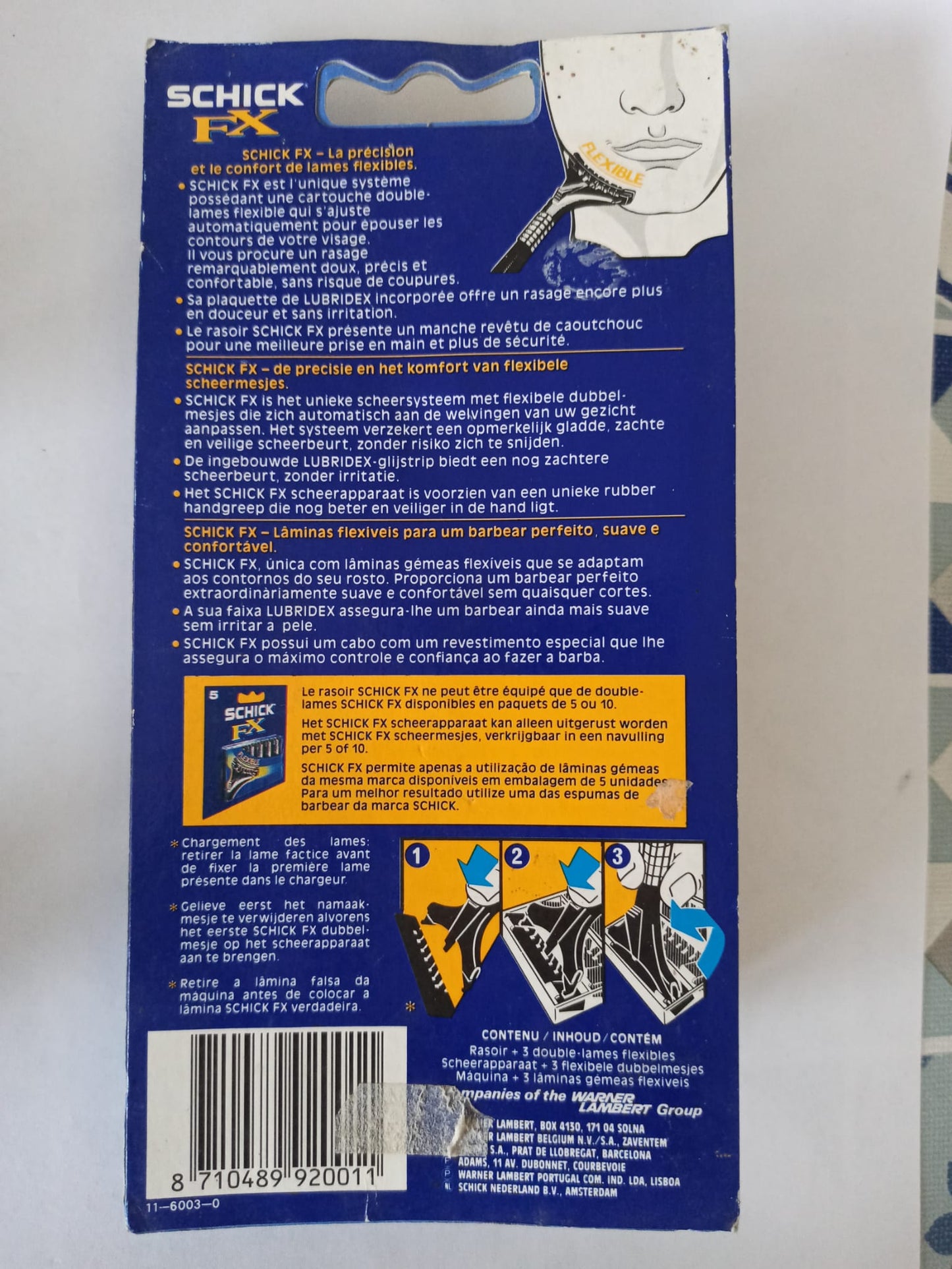 Schick / Wilkinson Sword FX Pivot Razor – Metal Handle – Vintage – 3 Blades Included