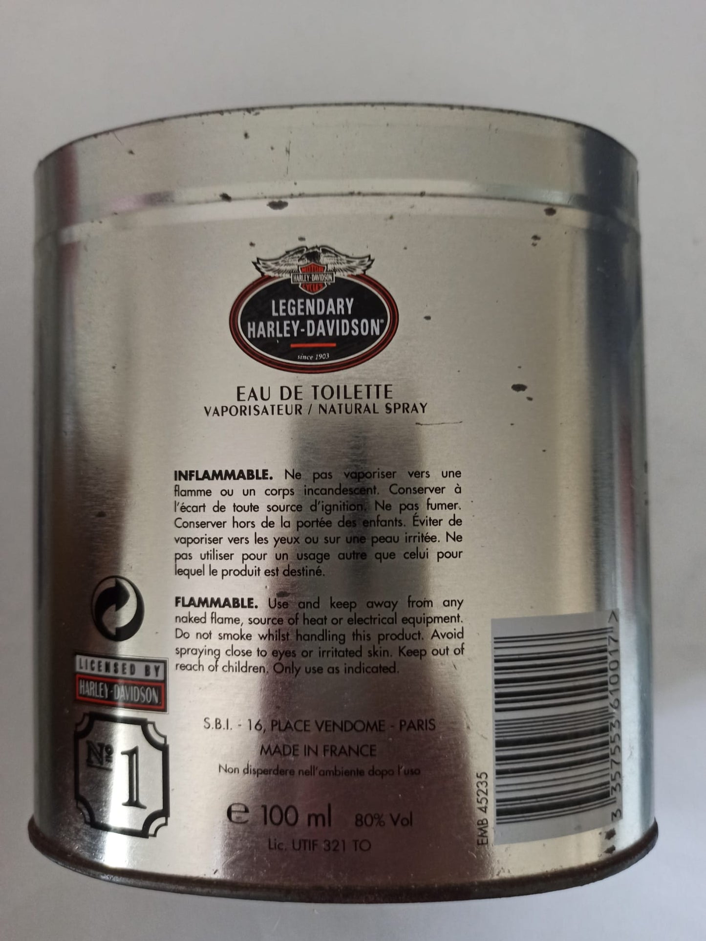 Harley-Davidson Legendary Collector’s Edition EDT 100ml – Rare Tin Box (No Lid) – Discontinued