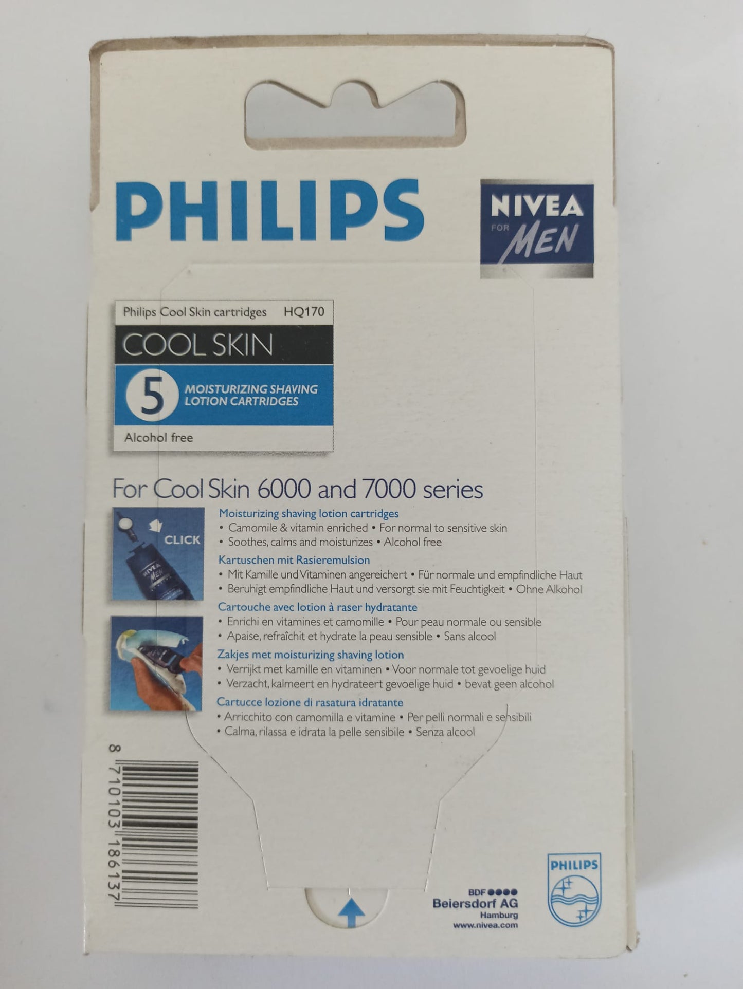 Philips Nivea for Men Cool Skin Shaving Lotion Cartridges HQ170 – 5 Refill Pack for Sensitive Skin
