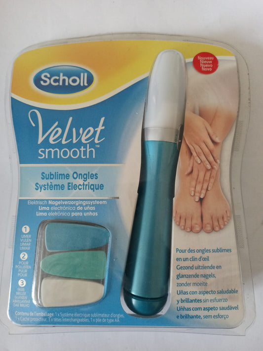 Scholl Velvet Smooth Nail Care System – 3-Step Electric Nail File – Battery Operated – For Hands & Feet
